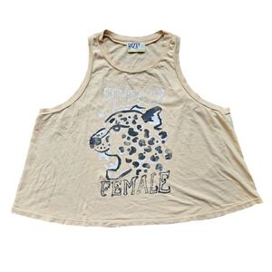 Dazey LA Fierce Female Leopard Graphic Tank Top XL Yellow Organic Cotton USA